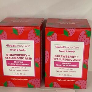 Global beauty care glowing facial moisturizer strawberry hyaluronic acid 2 pcs